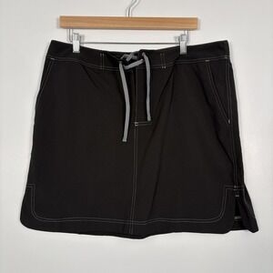 Rip Skirt Swim Skirt‎ Womens XL Black Drawstring Elastic Waist Lined Pockets